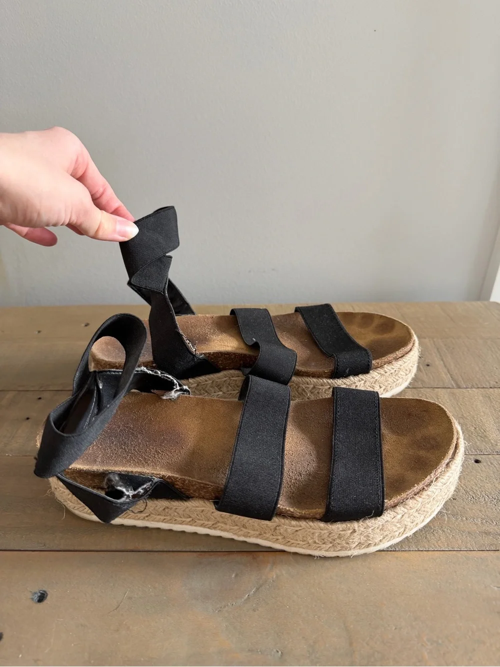 Black Espadrille Platform Sandals